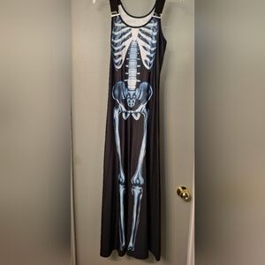 Skeleton Print Maxi Dress